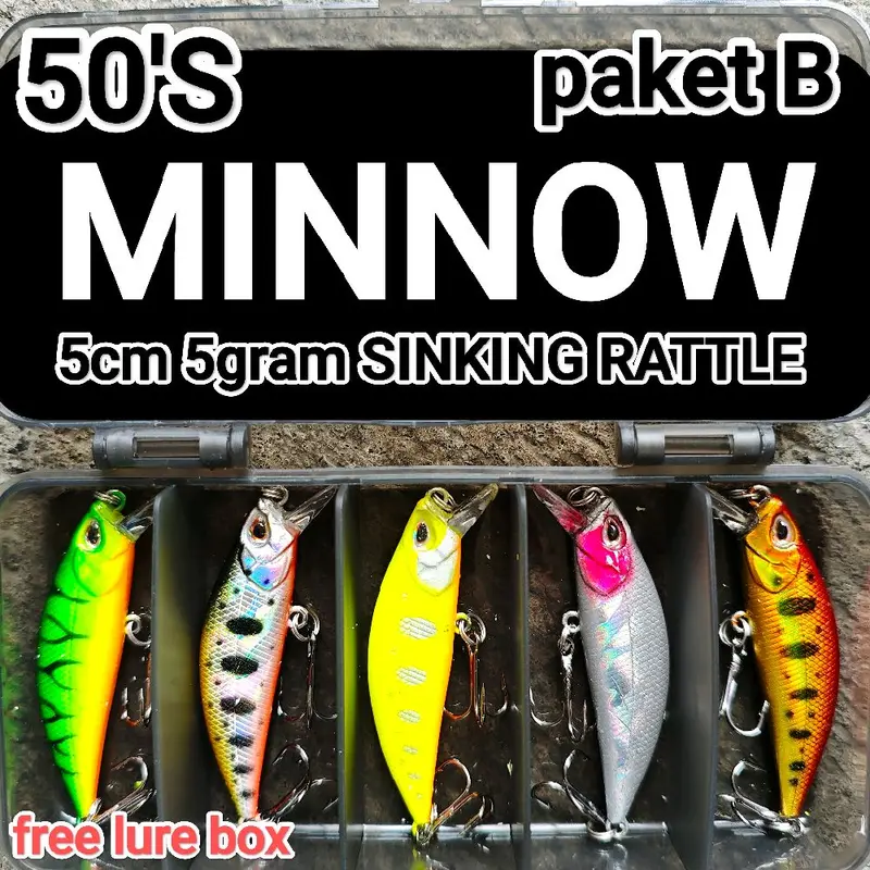 paket umpan casting MINNOW SINKING 5cm 5gram free box 2