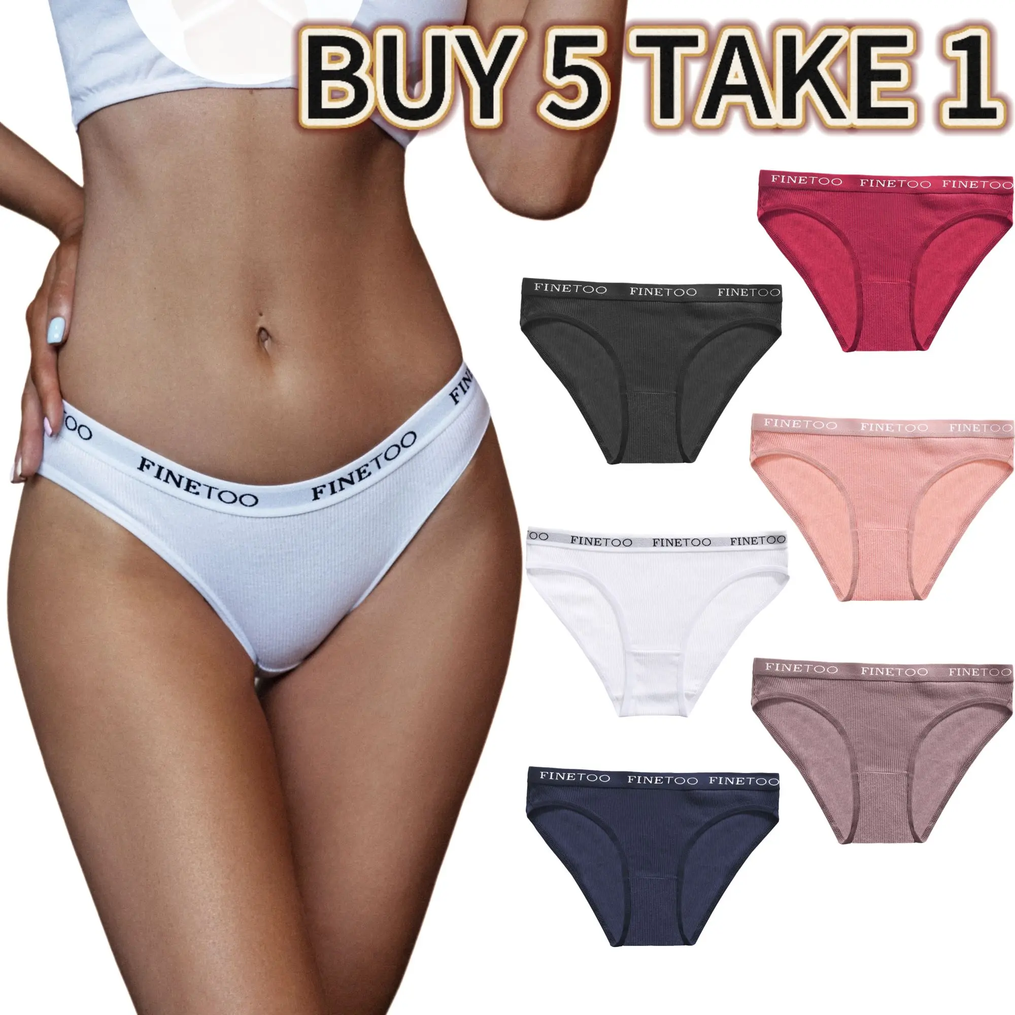 BUY 5 TAKE 1 Cotton Briefs Wide-waisted Underwear Breathable Comfort Lingerie For Women Fashionable New Womenswear High Quality Panties