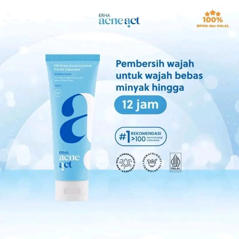 ERHA Acneact Oil Free & Acne Control Cleanser - Sabun Pembersih Wajah Berminyak