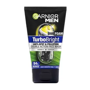 Garnier Men Brightening Turbo Bright Anti Spot + Polution Double Action Duo Foam 100 ml