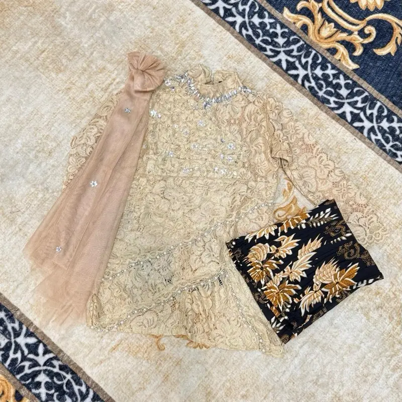 Kebaya Anak Selena Setelan Baju Anak Usia 4-12 tahun Kebaya Brukat Anak Perempuan 5