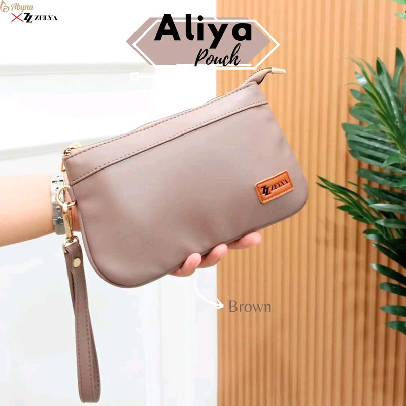 (ZELYA) ALIYA BY ZELYA, Dompet wanita muat hp, 2 ruang resleting, dompet panjang Kulit, multifungsi Hitam dompet Anti Gores Chic Clutches & Wristlets 3