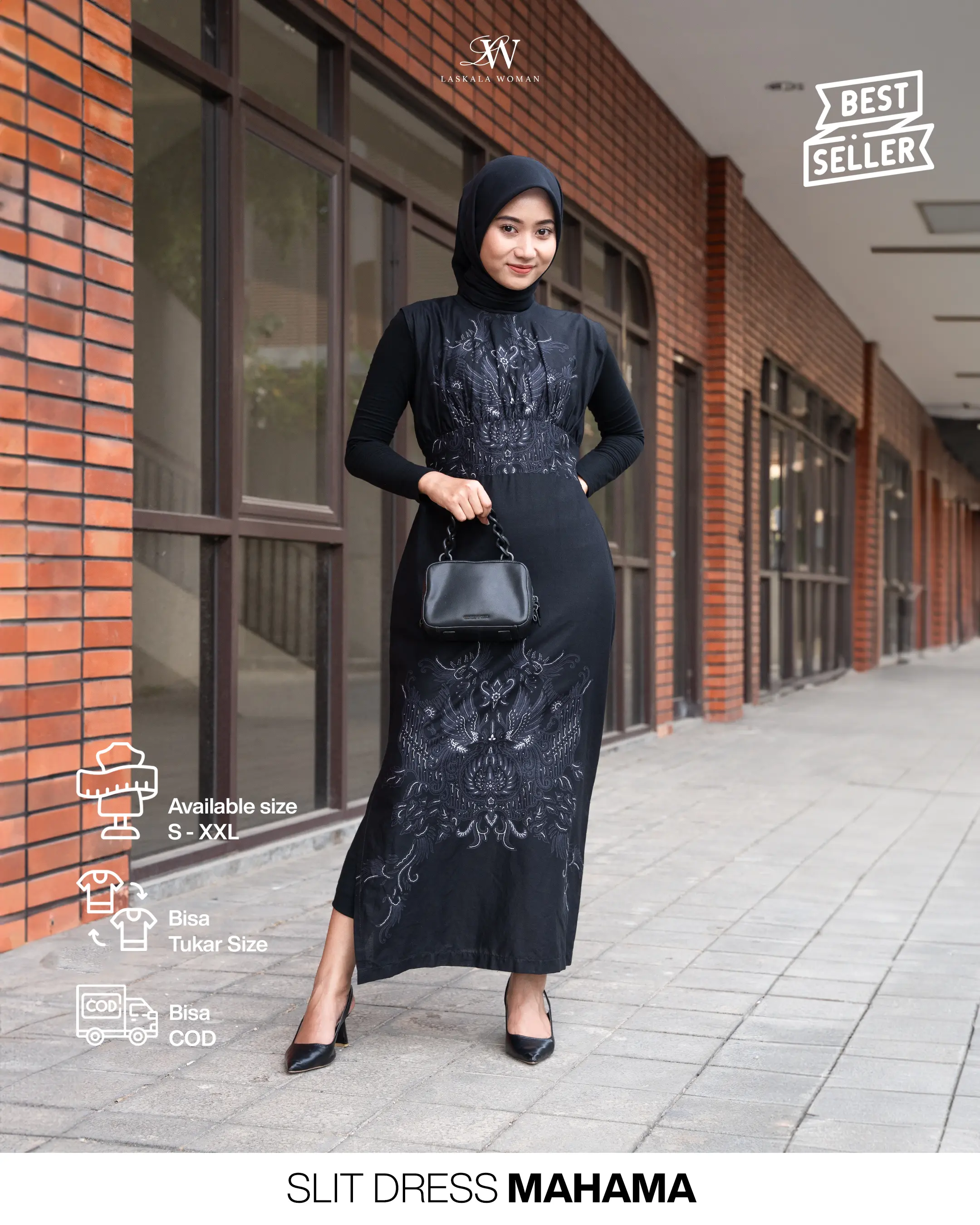 Laskala Woman Mahama Dress Batik Wanita Premium Katun Satin Jepang