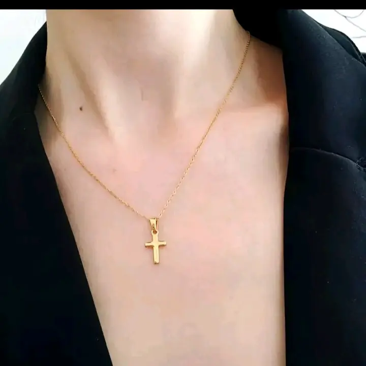 Kalung Titanium Salib Pria Dan Wanita Anti Karat Dan Tidak Luntur
