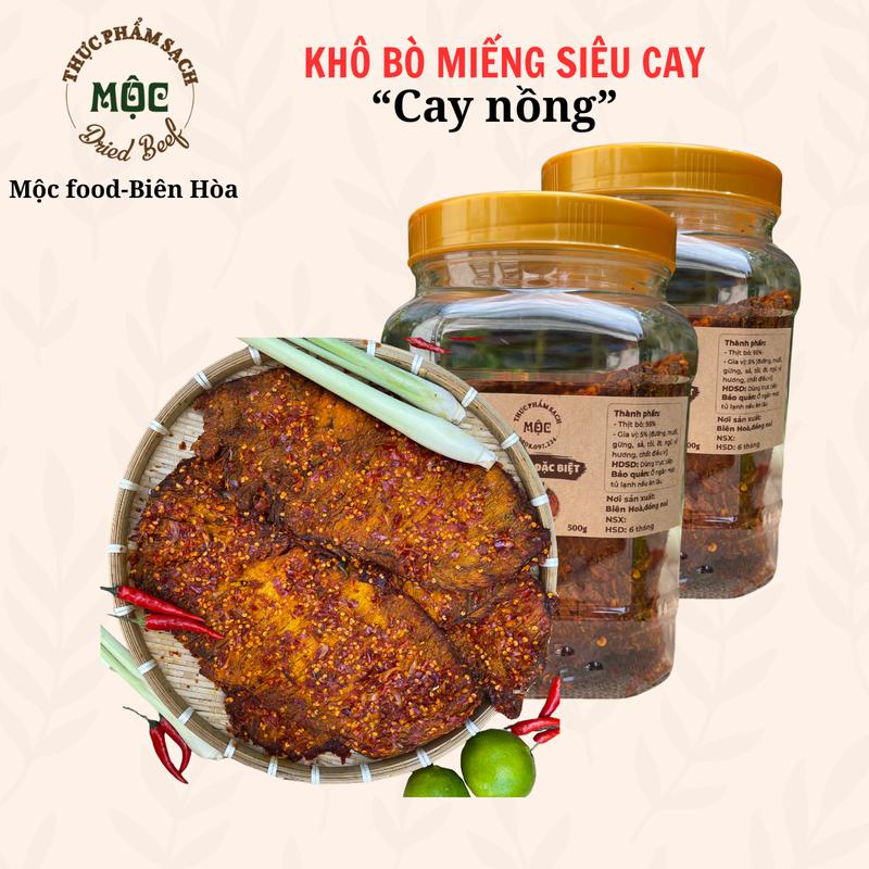 1kg Khô Bò mềm miếng lớn siêu cay (2 hộp), món ăn vặt ngon