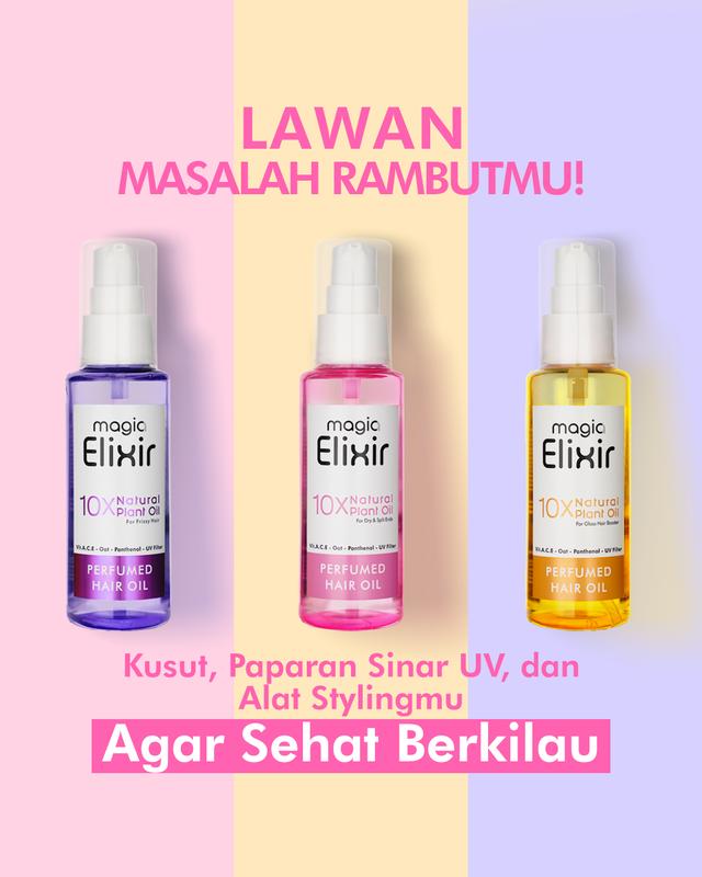 Magia Elixir Series 100ml Hair oil untuk menutrisi serta membuat rambut menjadi berkilau tanpa lepek Haircare Vitamin 4
