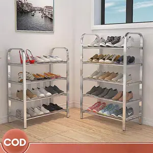 Rak Sepatu Logam 5/4/3 Lapisan Rak Penyimpanan Sepatu Stainless Steel