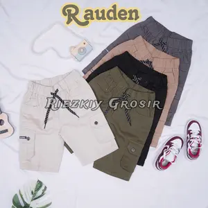 ( Rauden )Celana Pendek Cargo Anak Usia 1-12th Bahan Combet Stetch Mulur Elastis Katun Bayi celana chinos anak laki laki