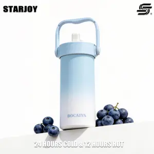 STARJOY-Cangkir Kopi Keramik Murni dengan Pegangan | Vacuum Tumbler Stainless Steel 600 ML Kapasitas Besar | Botol Minum Tahan Panas Dingin Portable,Termos jadi dudukan hp