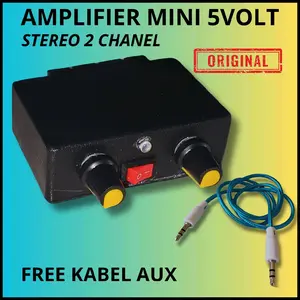 Power Ampli 5 Volt Mini V 2.1 Original, Rekomendasi Miniatur Cocok untuk Speaker 3-12 Inc, Input AUX, Free Kabel Jack AUX, Daya 5VOLT Stereo 2Chanel - Mixer Amplifier Komputer Pc, Baru