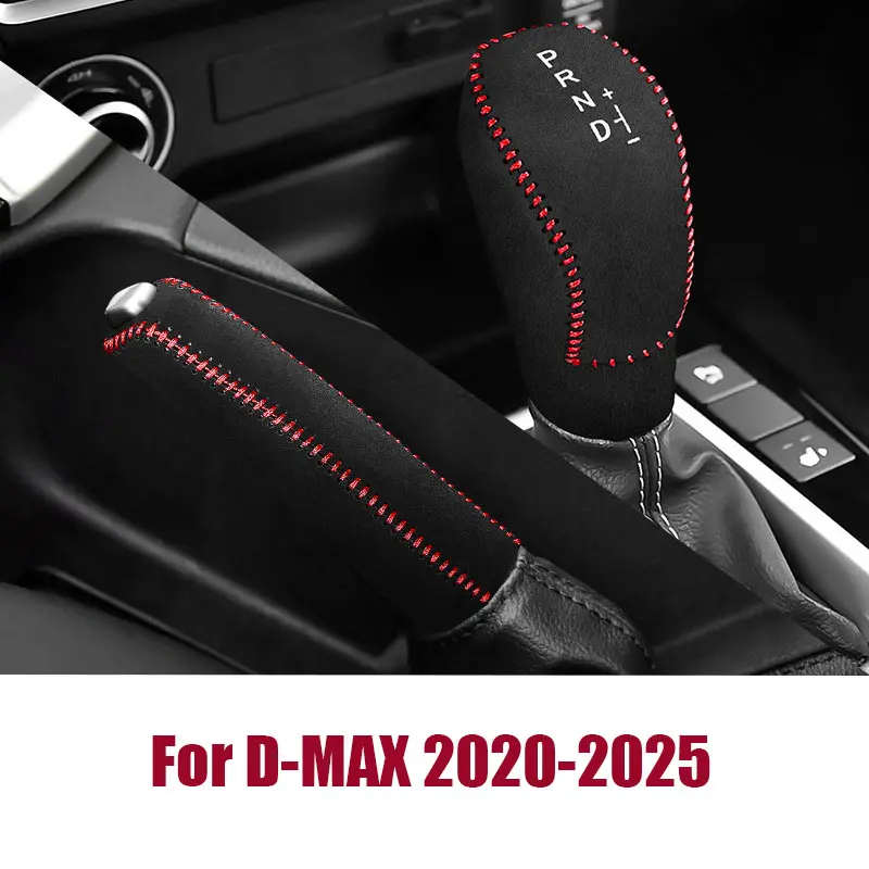 Leather Gear Shift KNOB Cover Handbrake Cover lid For Isuzu D-Max Dmax 2020-2025