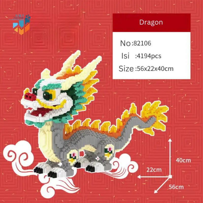 Nano Blocks CNY New Year Edition Medium 3D Model, Mainan Blok Susun, Blok Konstruksi DIY, Dekorasi Hiasan Karakter Animasi, hadiah Kado Anak 6