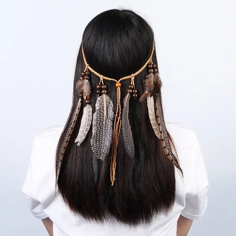 Bohemian headband, feather headband, hairband, feather tassel, tropical style hairband