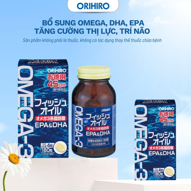 [COMBO 2] Viên uống Omega-3 Orihiro Tăng Cường Thị Lực, Trí Não 180 viên/Hộp – Orihiro Nhật Bản chính hãng