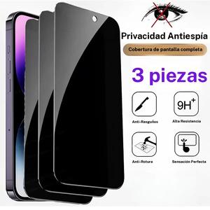 Protector de pantalla de vidrio templado antiespionaje y antirrayas, 3 piezas, accesorios para teléfono para iPhone