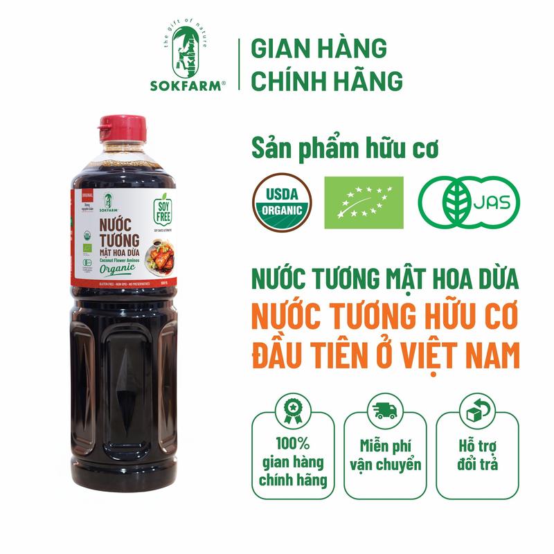  Nước Tương Hữu Cơ Mật hoa dừa Sokfarm | Dòng nguyên bản Chỉ 2 thành phần không từ đậu nành Không Gluten Không chất điều vị Thơm hương dừa 
