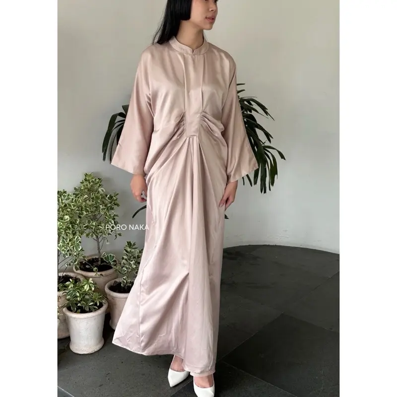 PORO NAKA - RAYA Dress | Kaftan, Dress Wanita Maxi Baju Lebaran, Gamis, Baju Mudik Satin Silk Panjang Mewah