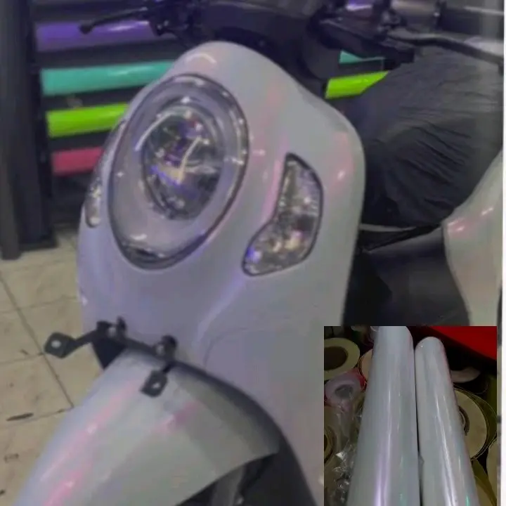 Stiker skotlet putih mutiara lembayung pink Sticker motor premium scotliter warna mutiara Gold
