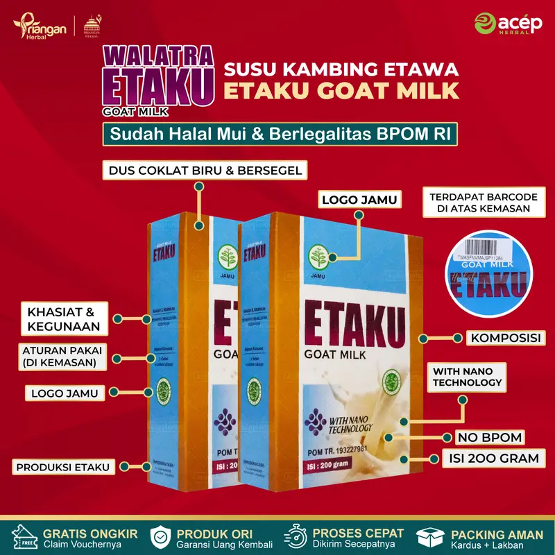 Etaku susu Bubuk Kambing Etawa herbal patah tulang isi 200 g  Dairy Milk 4