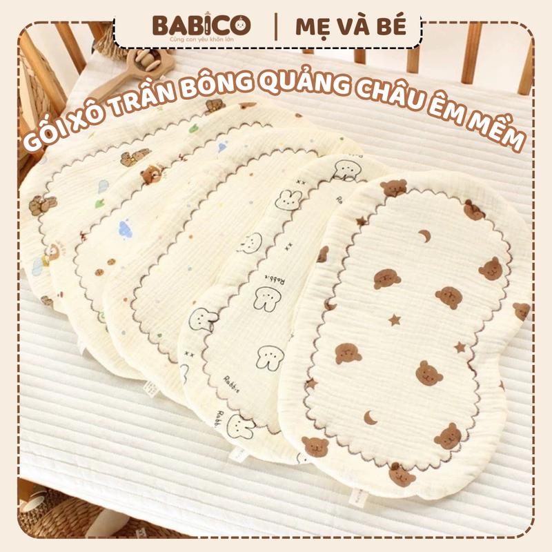 Gối Xô Muslin Trần Bông Quảng Châu Mềm Mại, Gối Ngủ Dành Cho Bé Sơ Sinh (Mẫu Mới)