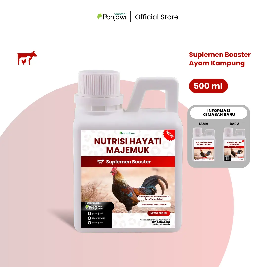 COD SUPLEMEN BOOSTER AYAM KAMPUNG PONJAWI 500 ML - SOC, NOC 100% Organik, Penambah Nafsu Makan, Suplemen, Nutrisi, Vitamin Ayam, Booster, Penggemuk Ayam.