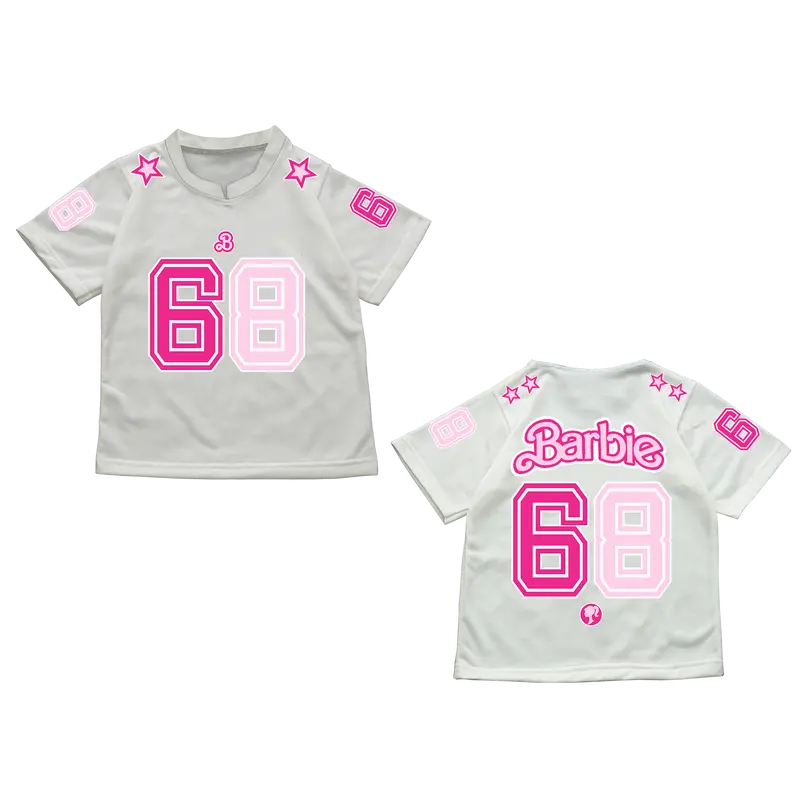 Kaos anak perempuan model jersey printing sablon barbie V1 umur 1-12 tahun bahan halus menyerap keringat  Distro Laki-Laki Minnie Cotton 7