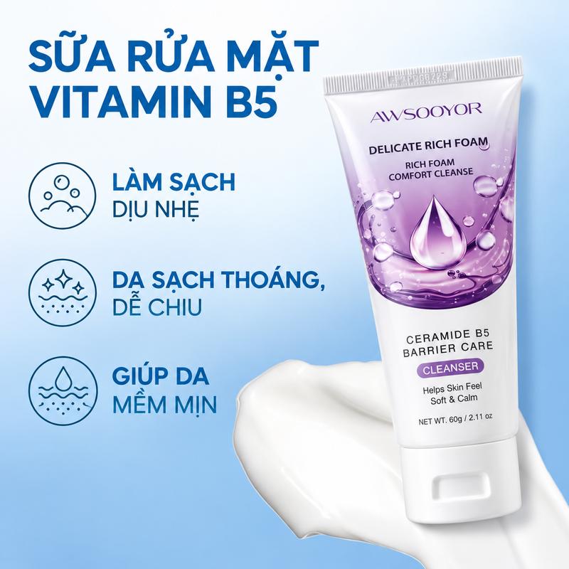 Sữa Rửa Mặt Vitamin B5 Panthenol Ceramide Foam Cleanser Facial Wash 60g