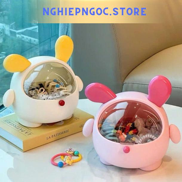  Atnb Hộp Đựng Đồ Trang Sức Đa Năng Hình Tai Thỏ Dễ Thương Kích Thước 24x23x19cm Màu Hồng Trắng Và Vàng Tiện Ích Giữ Vật Dụng Nhỏ Gọn 