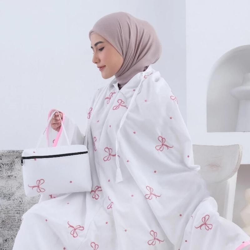 Mukena Dewasa Wanita Bordir Coquette Pita Katun Premium Terbaru - Mukenah, Muslim Atasan Bawahan Traveling 5