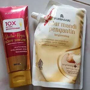 [PAKET SUPER BRIGHTENING SKIN] Purbasari Body Serum Gluta Hya 180ML + Lulur Mandi Pengantin 500GR