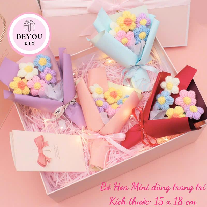 Bó Hoa Len Mini Trang Trí Bàn Học Quà Tặng Sinh Nhật Ngày Valentine Ngày Nhà Giáo 20 11 Lễ 8 3