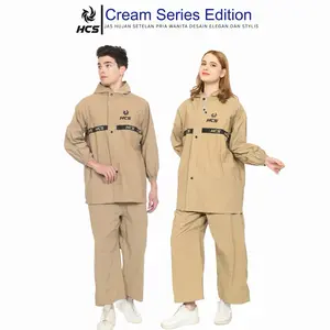 JAS HUJAN HCS Stelan jaket celana anti Rembes mocca Setelan