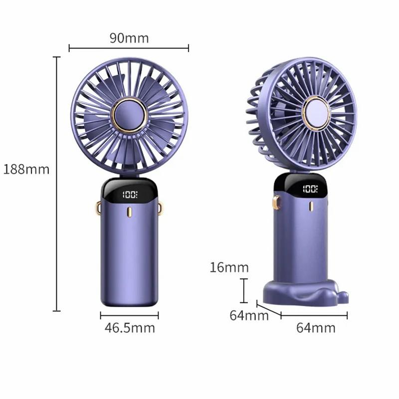 Cầm tay Mini Portable Folding Nhỏ Fan Màn hình kỹ thuật số USB sạc Desktop Mini Electric Fan 3