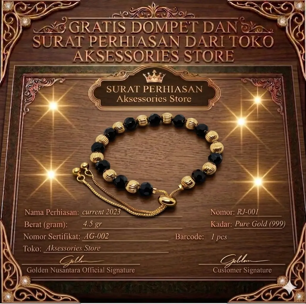 Gelang Rantai Bracelets Bola Lada Hitam Elegan Lapisan Emas Muda Gratis Dompet Dan Surat Perhiasan Dari Toko