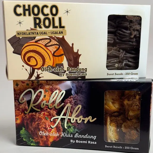 2Box / Roti Gulung Cokelat + Roti Gulung Abon Original Manis Cemilan Kering