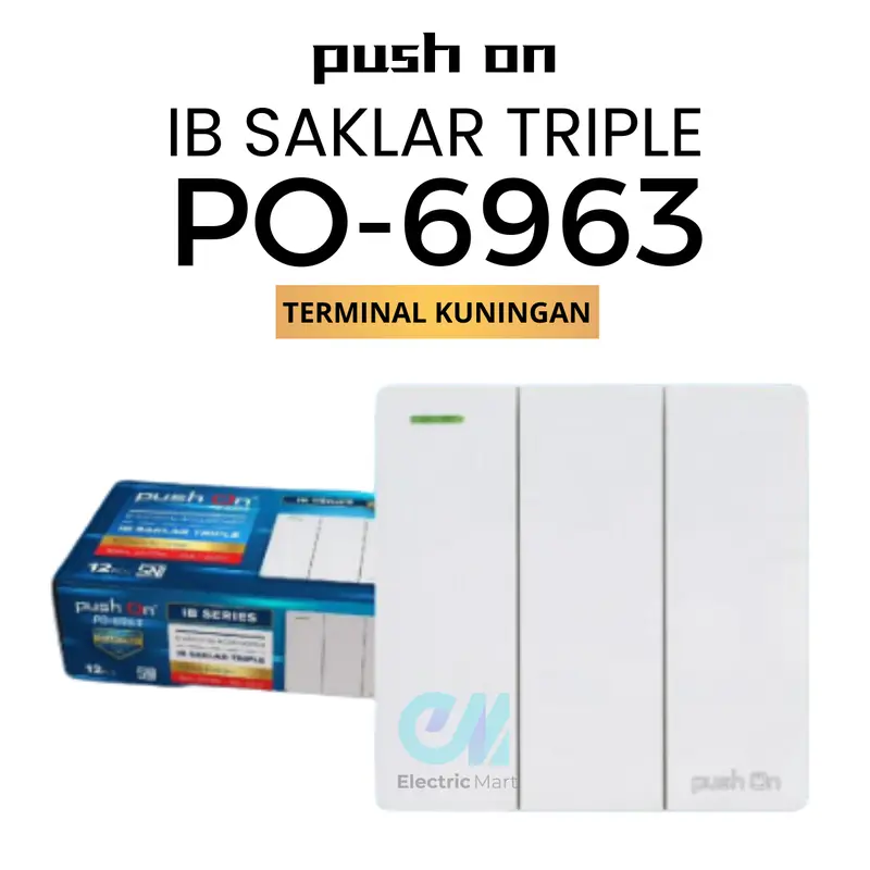 Push On IB Saklar Lampu Engkel Hotel Saklar Seri Triple Stop Kontak Premium Tanam Tembok Switch 4