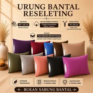 Urung Bantal Reseleting Motif Polos Ukuran 60x45cm Bahan Katun Polymicro untuk Isian Kapuk/Dakron