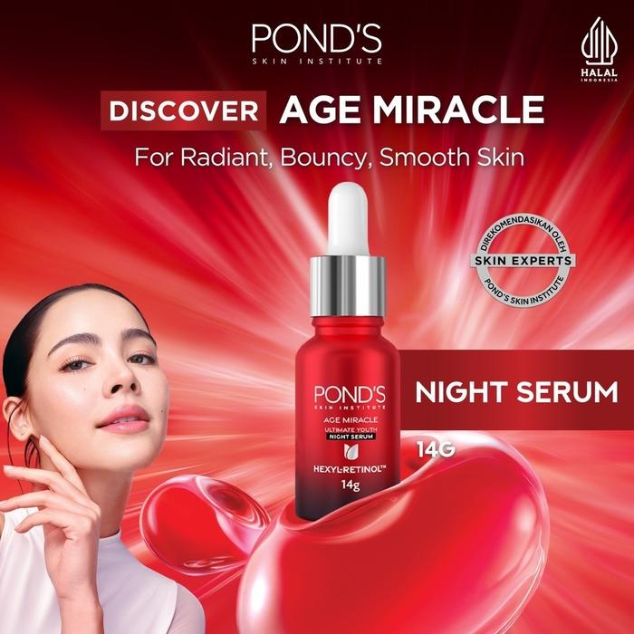 Gambar Pond's Age Miracle Ultimate Night Serum Hexyl Retinol 14gr Mencerahkan Kulit dari Mitech Protection Kota Tangerang Selatan Tokopedia