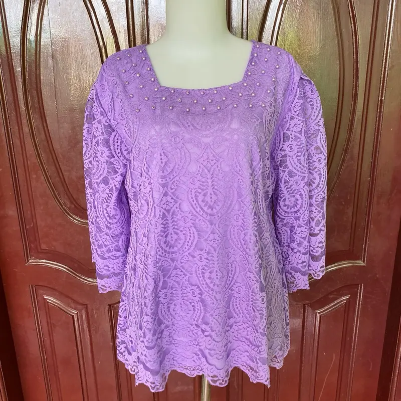Atasan Blus Brokat Renda Terbaru Tangan Kembang 6