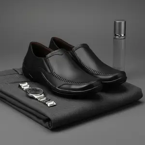 Geovani 39-44 Sandro Hitam - Sepatu Pantofel Oxford Formal Slip On Kulit Pria