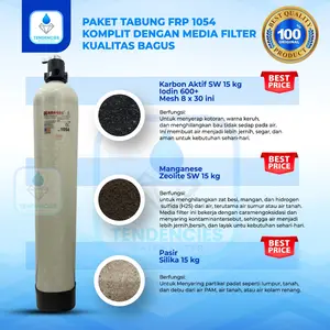 Paket Tabung Filter Air FRP 1054 Komplit SIAP PAKAI Media Karbon Aktif Mangan Silika Untuk Air Sumur Rumah