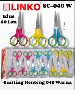Gunting Renteng isi 12 pcs Murah 4 inch Stainles Stell Pacman / Ladypop / LINKO / WK