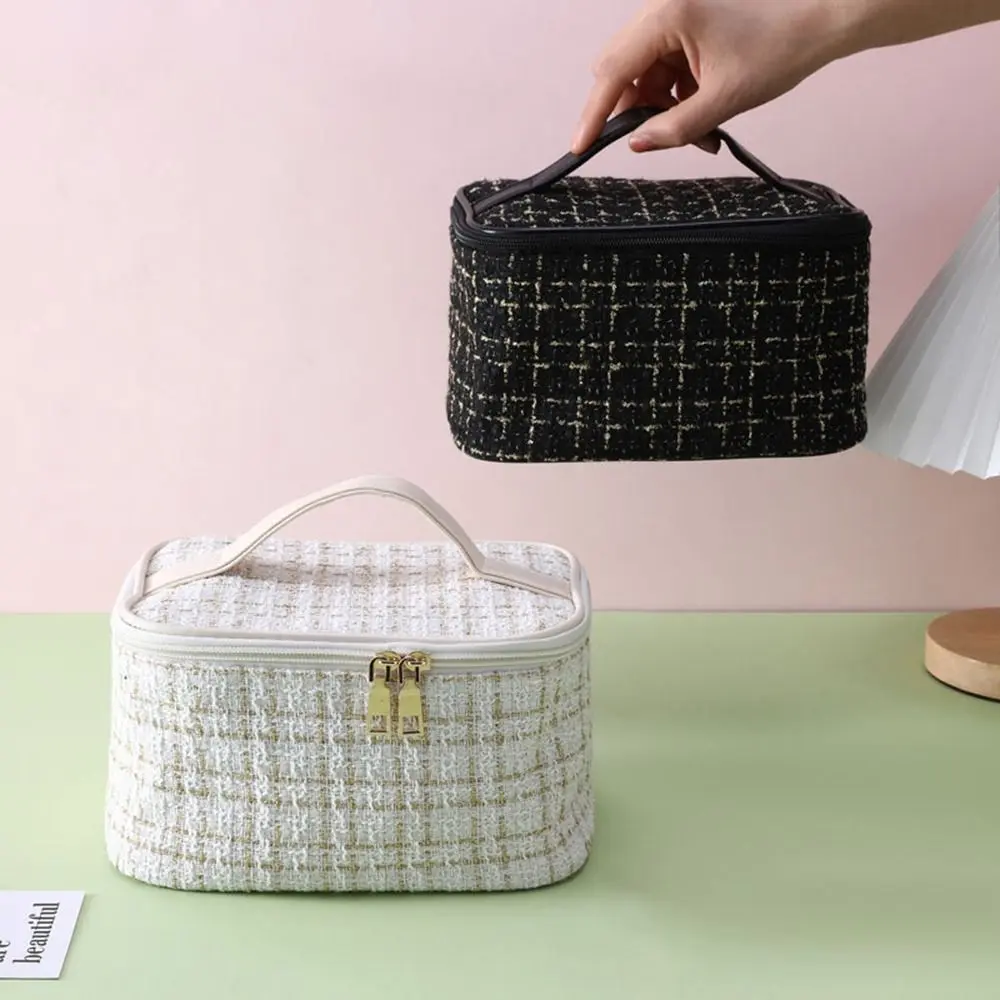 กระเป๋าเครื่องสำอางทรงกระบอก มัลติฟังก์ชั่น ซิปไนลอน เคสแต่งหน้า ที่เก็บอุปกรณ์อาบน้ำ สีทึบ กระเป๋าล้าง สำหรับผู้หญิง