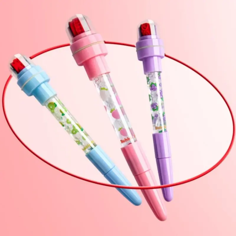 Bút Tạo Bong Bóng, Vui Nhộn Với Đèn, Có Tem, Bút Khuôn Con Lăn 5 Trong 1, Đa Chức Năng, Thích Hợp Để Viết Và Ký, Bút Thổi Bong Bóng, Thích Hợp Cho Học Sinh 5