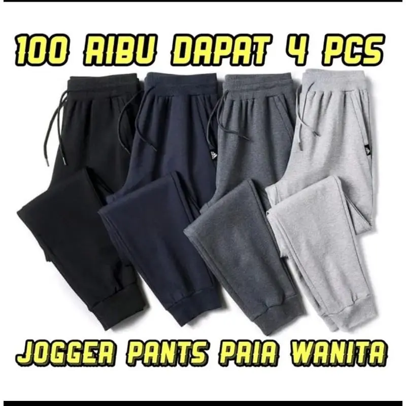 PROMO GILA !!! 100rb Dapat 4pcs Celana Joger Pria wanita Olahraga Unisex Sport Saku Resleting Nyaman