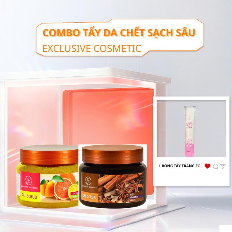 Combo Tẩy Tế Bào Chết Body Quế Hồi 380g & Cam Chanh Mơ 380g Exclusive Cosmetics Dưỡng Da Mịn Màng Giúp Da Trắng Sáng Skincare Nữ
