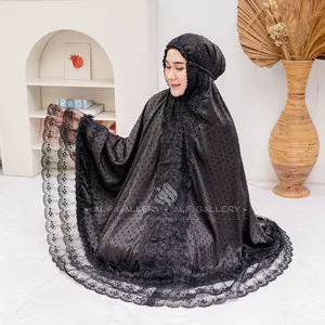 ALIF GALLERY - Mukena Renda Mewah Jumbo Ori Sutra Armani Silk Uragiri Mewah Premium Exlusive Series Muslim Dewasa Wanita Mukenah Silky Hitam