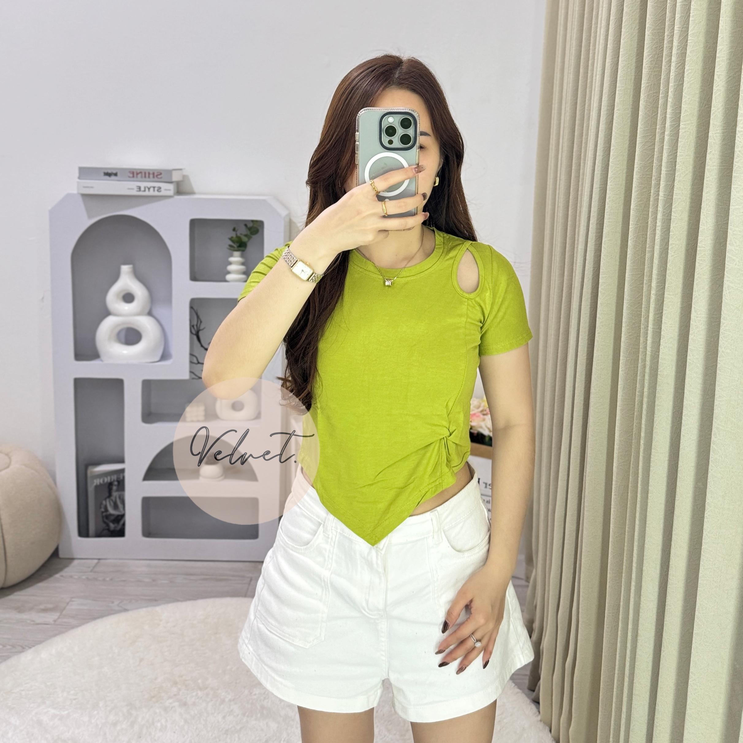 Kaos Polos Asimetris Samping / Atasan Wanita Kerut Samping Lancip 075