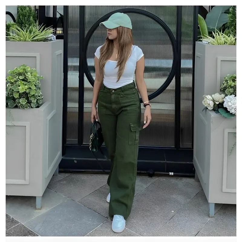 Celana Jeans Chargo wanita highwaist loose jeans kulot premium 6