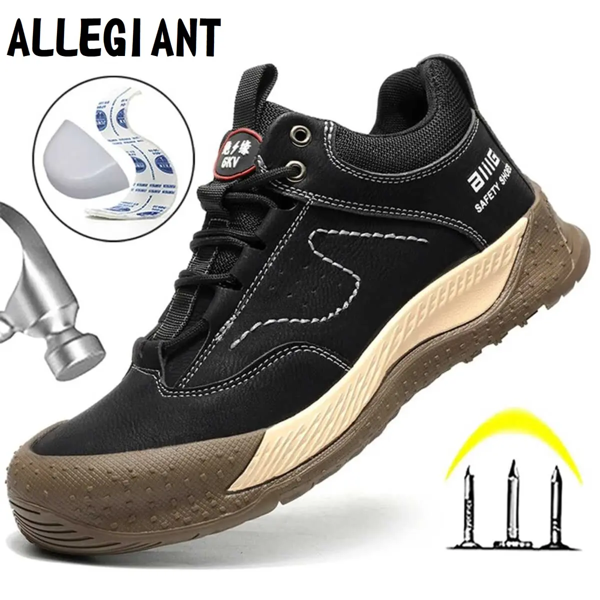 Sepatu Safety Ujung Besi Baja Size 39-46 Sepatu Kerja Lapangan Model Sneakers  Casual Ringan Sepatu Kerja Proyek